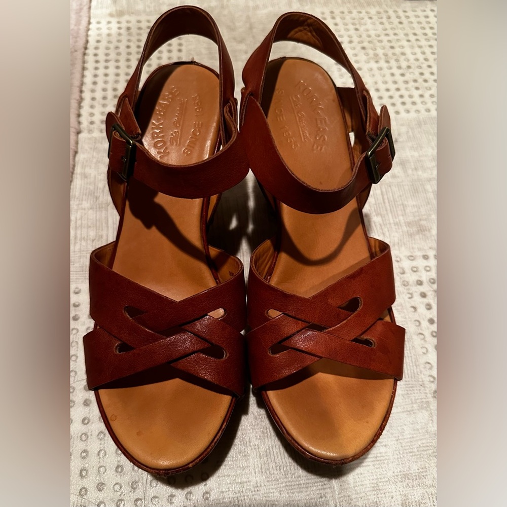 Kork-Ease Deborah Leather Sandals-Brown Size 9